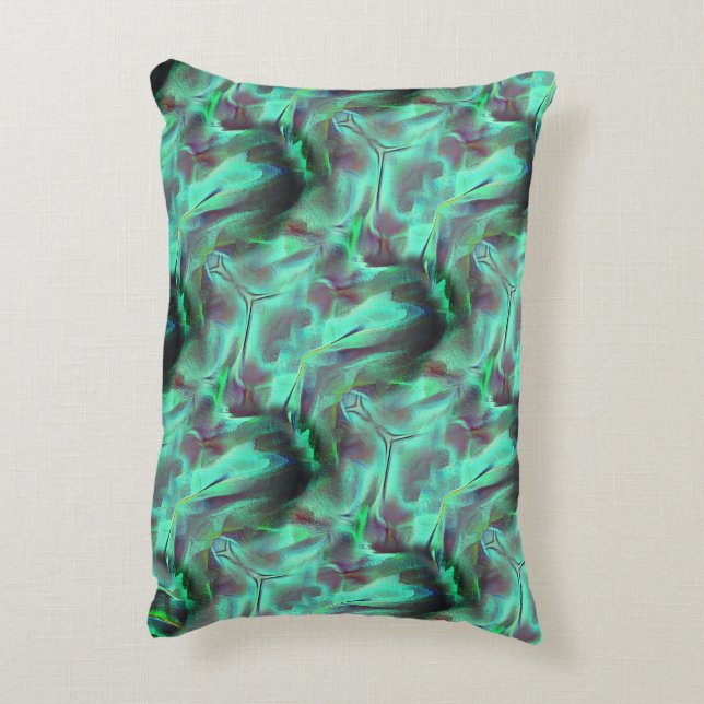 Seltsamer Satin-Ton, grün bis kohlenstoffhaltig Dekokissen (Rückseite(Vertikal))