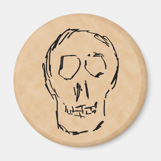 Seltsamer Schädel. Schwarz. Zeichen. Magnet (Vorne)