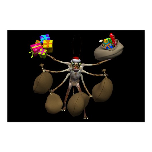 Seltsamer Strampler Weihnachtsmann mit vollen Händ Poster (Vorderseite)