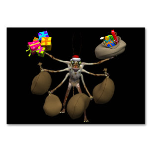 Seltsamer Strampler Weihnachtsmann mit vollen Händ Tischnummer