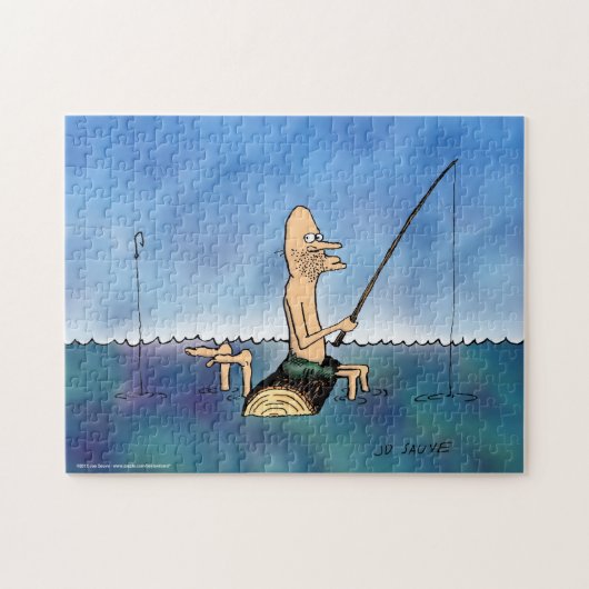 Seltsamer Tag Angeln Cartoon Puzzle (Horizontal)