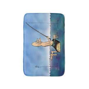 Seltsamer Tag Fischen Cartoon Badematte