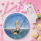 Seltsamer Tag Fischen Cartoon Pappteller (Party)