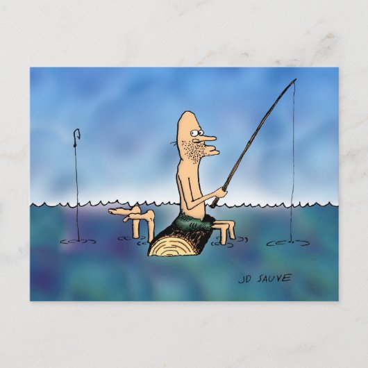 Seltsamer Tag Fischen Cartoon Postkarte (Vorderseite)