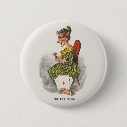 Seltsamer Trick viktorianische Karikatur gestreift Button (Vorderseite)
