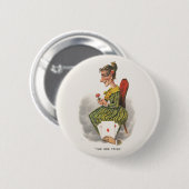 Seltsamer Trick viktorianische Karikatur gestreift Button (Vorne & Hinten)