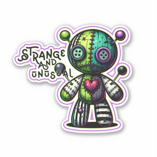 Seltsamer und ungewöhnlicher Lila Voodoo-Bär Aufkleber (Vorderseite)