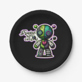 Seltsamer und ungewöhnlicher Lila Voodoo-Bär Pappteller (Vorderseite)