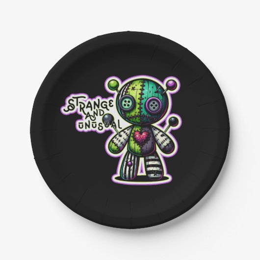 Seltsamer und ungewöhnlicher Lila Voodoo-Bär Pappteller (Vorderseite)