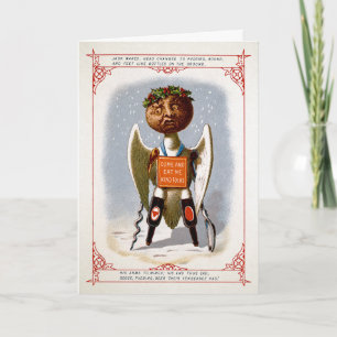 Seltsamer viktorianischer Weihnachtspudding-Engel Feiertagskarte