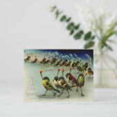 Seltsamer Vintager Vogelschwarm mit Matten Postkarte (Stehend Vorderseite)