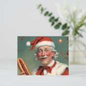Seltsamer Weihnachtsmann mit Hot Dog Postkarte (Stehend Vorderseite)