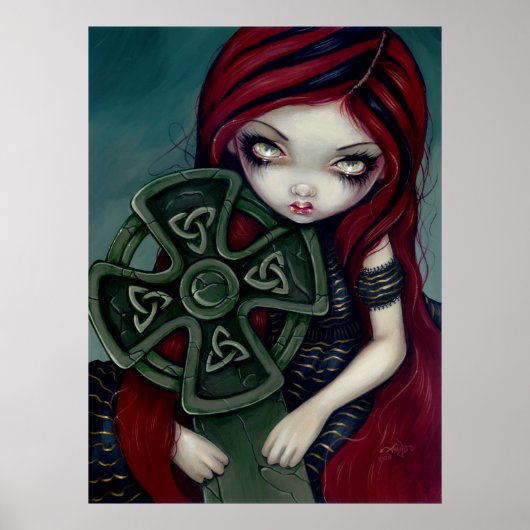 Seltsamerweise einsam gotisches, zellatisches Kreu Poster (Vorne)