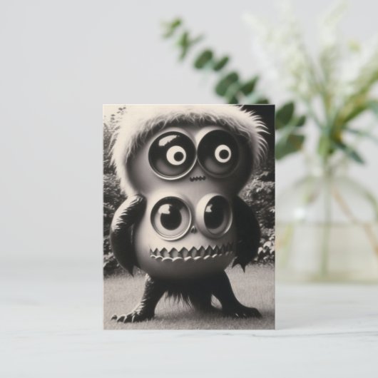 Seltsames Bizarre Big Eyes Monster Halloween Postkarte (Stehend Vorderseite)