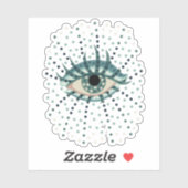 Seltsames blaues Auge mit Abstrakten psychedelisch Aufkleber (Blatt)