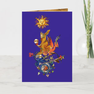 SELTSAMES MITTELALTERLICHES BESTIARIUM,ALCHEMIST,R FEIERTAGSKARTE