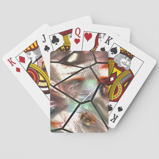 Seltsames Mosaik aus gefärbter und Perlglasstruktu Spielkarten (Rückseite)
