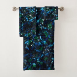 Seltsames Mosaik über dunklem Hintergrund und hell Badhandtuch Set