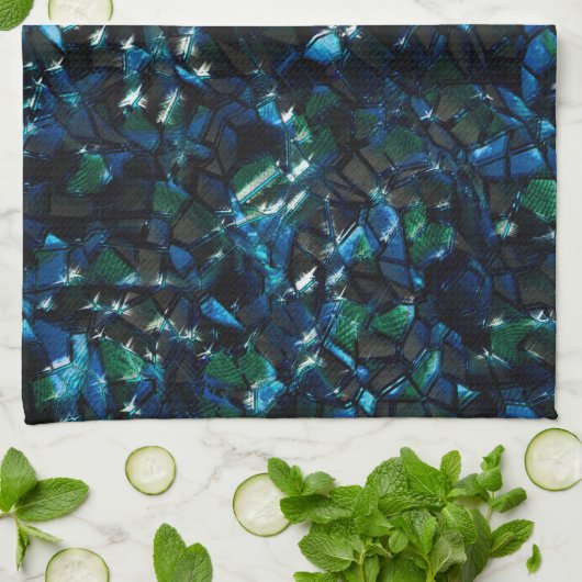 Seltsames Mosaik über dunklem Hintergrund und hell Geschirrtuch (Gefaltet)