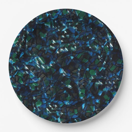 Seltsames Mosaik über dunklem Hintergrund und hell Pappteller (Vorderseite)