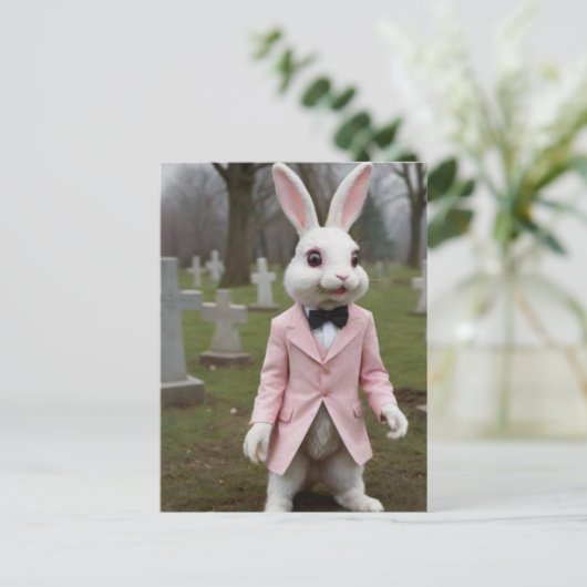 Seltsames Osterhasen im Friedhof Postkarte (Stehend Vorderseite)