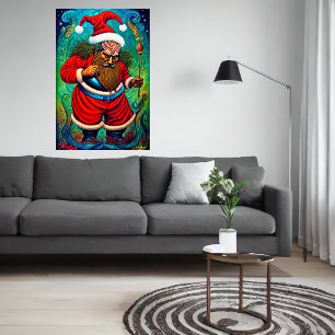 Seltsames Porträt des Weihnachtsmanns AI Art Pos Poster