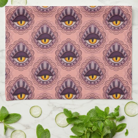 Seltsames spokkisches Auge Geschirrtuch (Gefaltet)