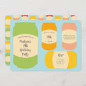 Seltzer Soda Cans Summer Birthday Party Einladung (Vorne/Hinten)