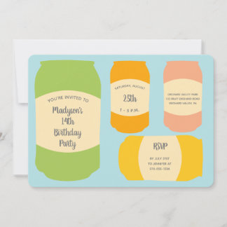 Seltzer Soda Cans Summer Birthday Party Einladung