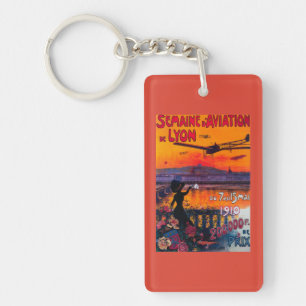 Semaine d' Aviation De Lyon Vintage Poster Schlüsselanhänger