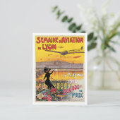 Semaine D'Aviation De Lyon France Vintage Poster Postkarte (Stehend Vorderseite)