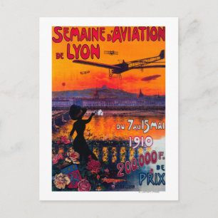 Semaine d'Aviation De Lyon Vintage Poster Postkarte