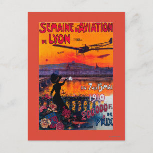 Semaine d'Aviation De Lyon Vintage Poster Postkarte