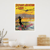 Semaine d'Aviation de Lyon Vintage Travel Poster (Küche)