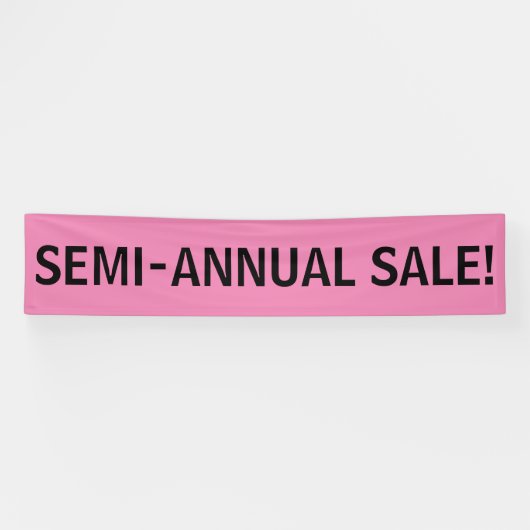 Semi Annual Sale einfaches schwarz rosa Banner-Zei Banner (Horizontal)