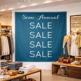 Semi Annual Sale Retail Banner Custom Blue Mall  Wandteppich