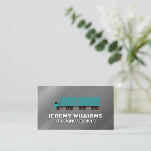 Semi Big Rig Truck | Hintergrund für metallisch ge Visitenkarte (Stehend Vorderseite)
