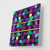 Semi Circles Wall Clock Quadratische Wanduhr (Winkel)