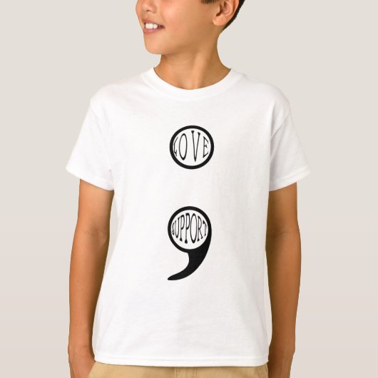 Semi Colon Liebe und Support T-Shirt (Vorderseite)