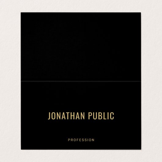 Semi-Gloss Paper Elegant Black And Gold Folded Visitenkarten (Außenseite Aufgefaltet)