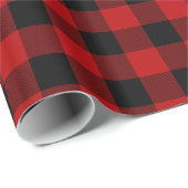 Semi Gloss Red Buffalo Kariert Geschenkpapier (Rolleneckpunkt)