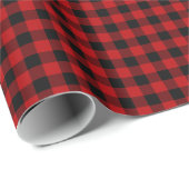 Semi Gloss Red Small Pattern Buffalo Kariert Geschenkpapier (Rolleneckpunkt)