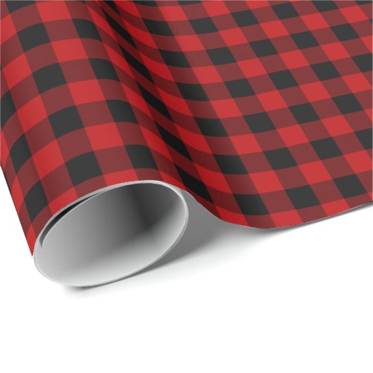 Semi Gloss Red Small Pattern Buffalo Kariert Geschenkpapier (Rolleneckpunkt)