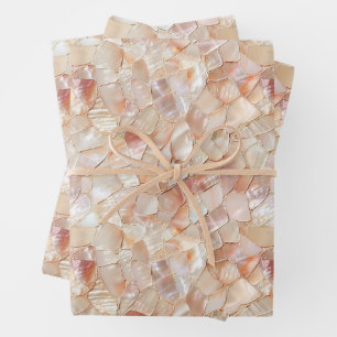 Semi-Glossy Peach Mother of Pearl Mosaic Geschenkpapier Set