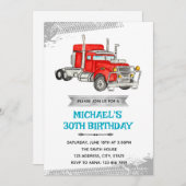 Semi LKW Geburtstagsfeier Einladung (Vorne/Hinten)