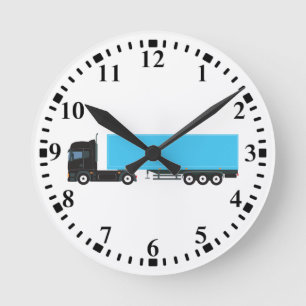 Semi-Trailer Truck Transportation Trucks Runde Wanduhr