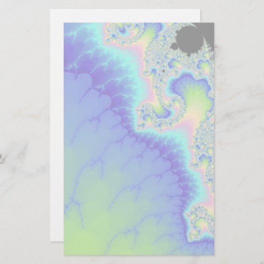 Semi Transparent Abstrakt Blue Coastline Fraktal Briefpapier (Vorne/Hinten)