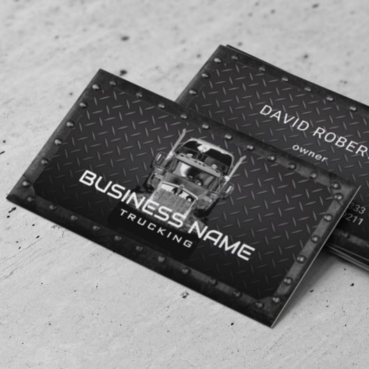 Semi Truck Beruflich Trucking Black Metal Visitenkarte