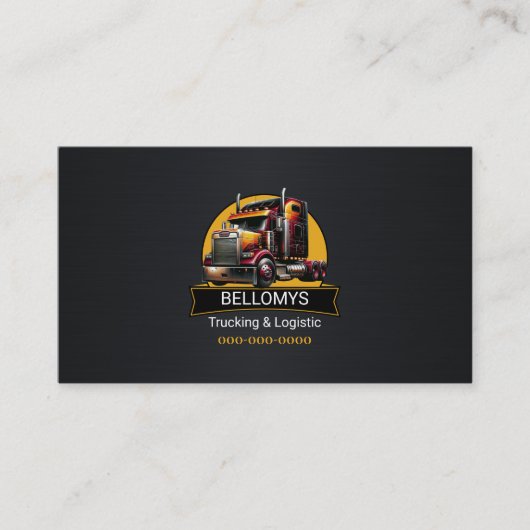 Semi Truck Black Metallic Business Card Visitenkarte (Vorderseite)