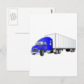 Semi Truck Blue White Trailer Cartoon Postkarte (Vorne/Hinten)